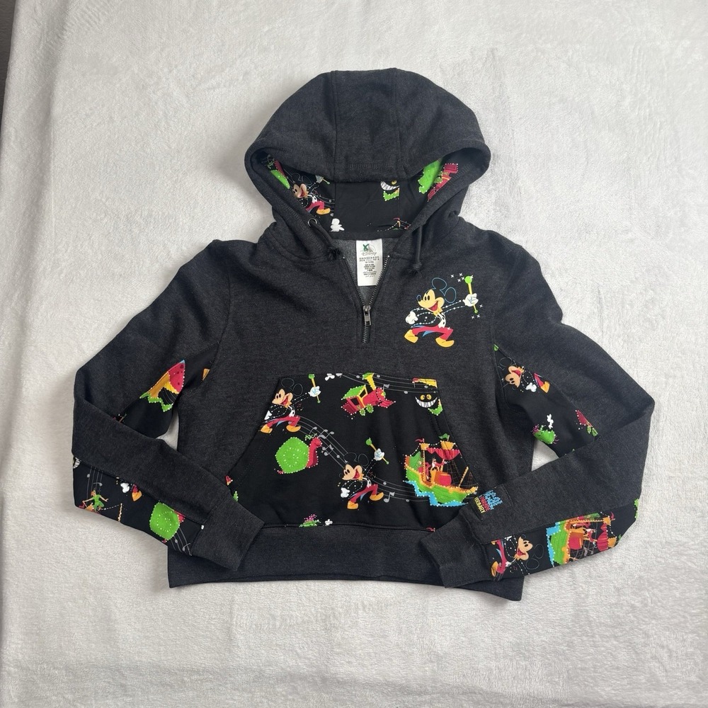 Disney Main Street Electrical Parade 1/4‎ Zip Grey Pullover Hoodie Women's XS